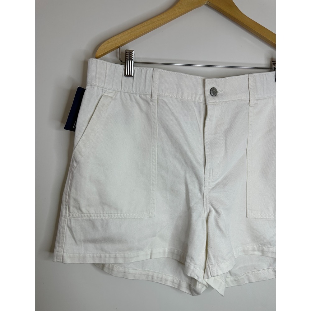 New GAP White Elastic Waist Twill Shorts High Rise 3.5" Inseam Cotton Blend XL - Picture 4 of 13